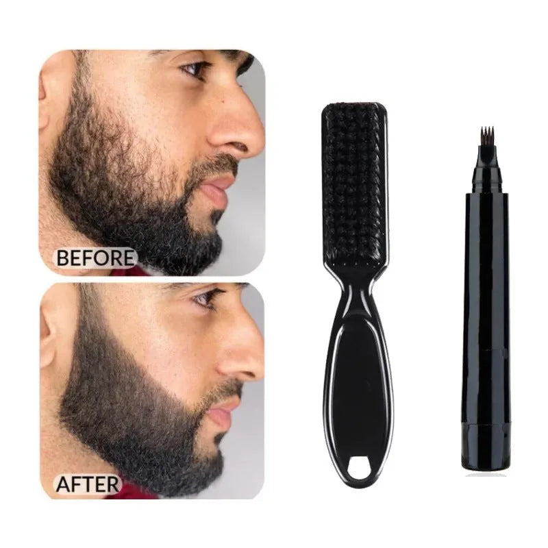 Four-pronged Beard Pen Beard Filling Pen Beard Pencil And Beard Brush Combination - Bellarte Enchanté Four-pronged Beard Pen Beard Filling Pen Beard Pencil And Beard Brush Combination
